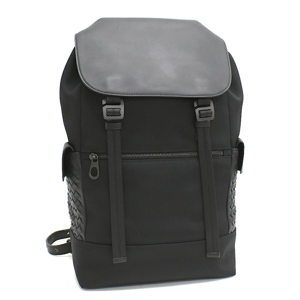 Bottega Veneta Sassolungo Backpack Rucksack Intrecciato Leather Black